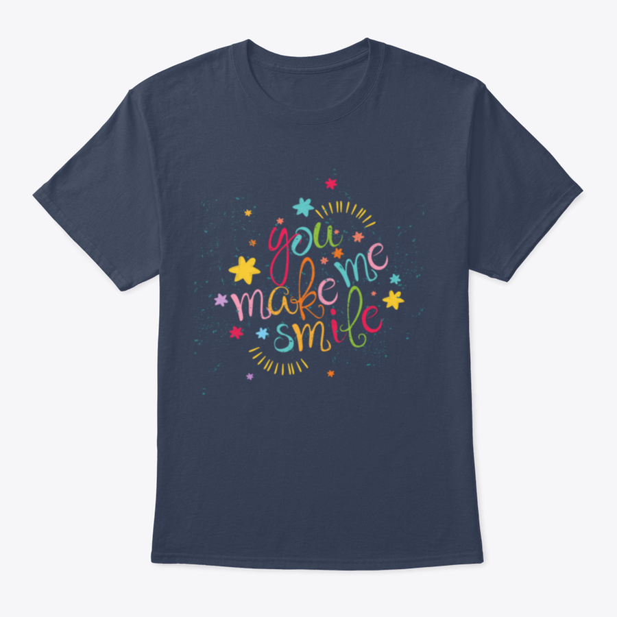 You Make Me Smile Design T-Shirt featuring a cheerful graphic on a soft cotton fabric, perfect for casual wear.