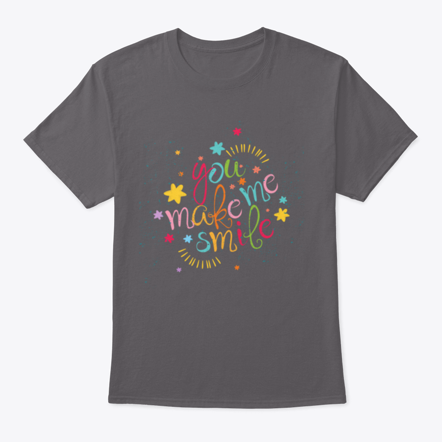 You Make Me Smile Design T-Shirt featuring a cheerful graphic on a soft cotton fabric, perfect for casual wear.