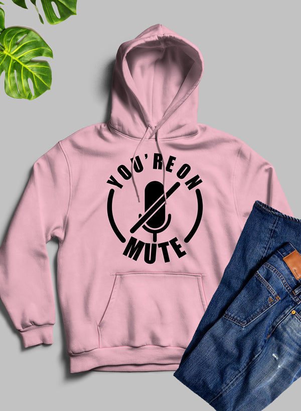 Youre On Mute Hoodie featuring a unique design by top artists, made from warm fleece blend material with an adjustable hood.