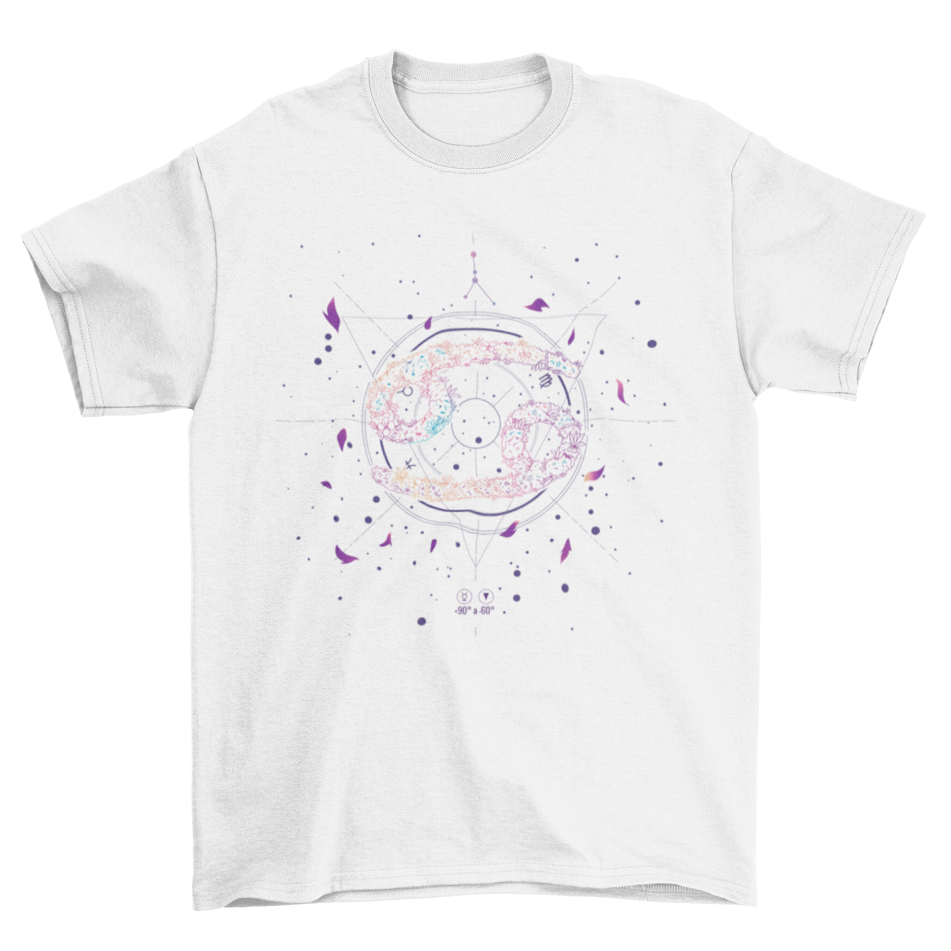 Zodiac Sign Cancer Floral t-shirt featuring elegant flowery line art design.