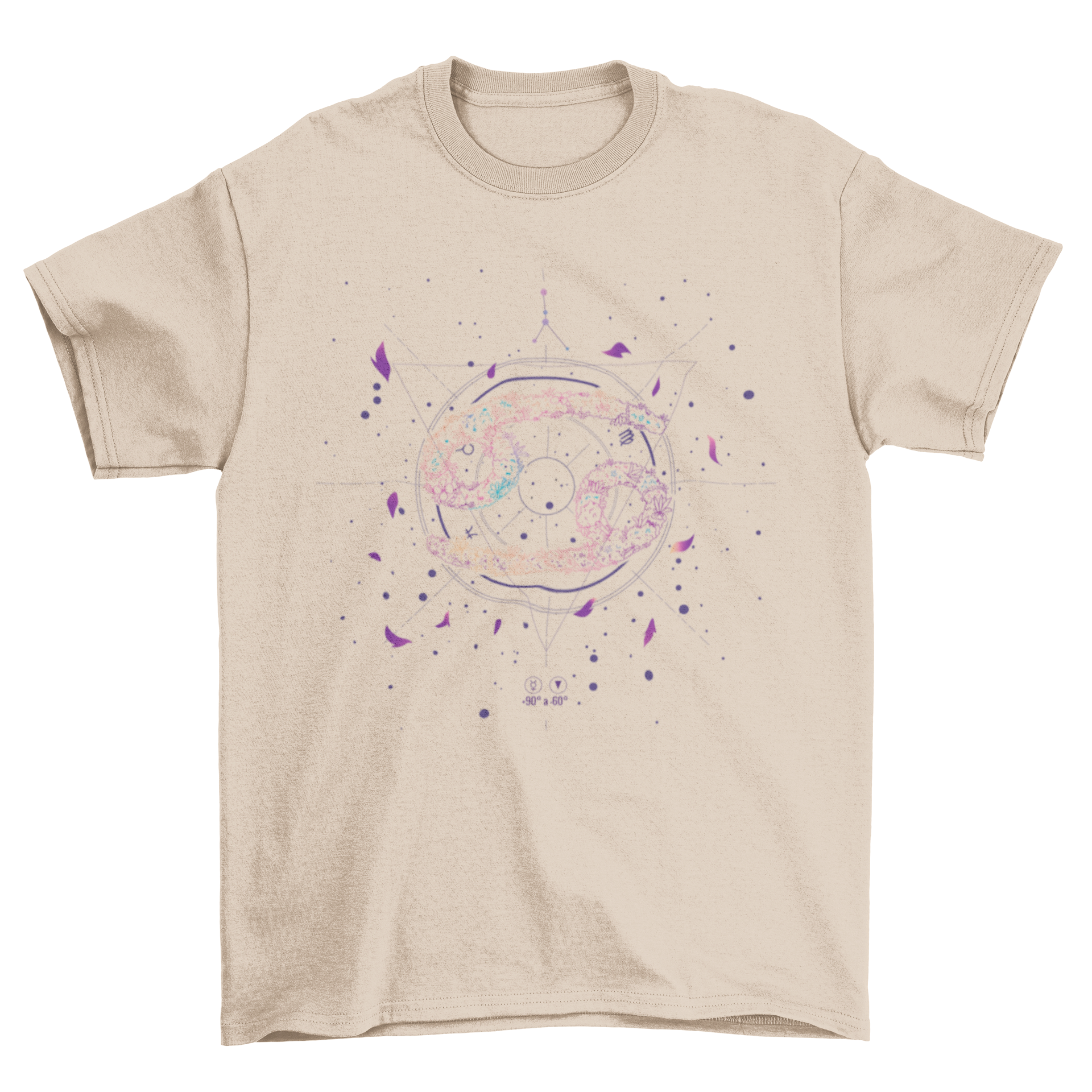 Zodiac Sign Cancer Floral t-shirt featuring elegant flowery line art design.