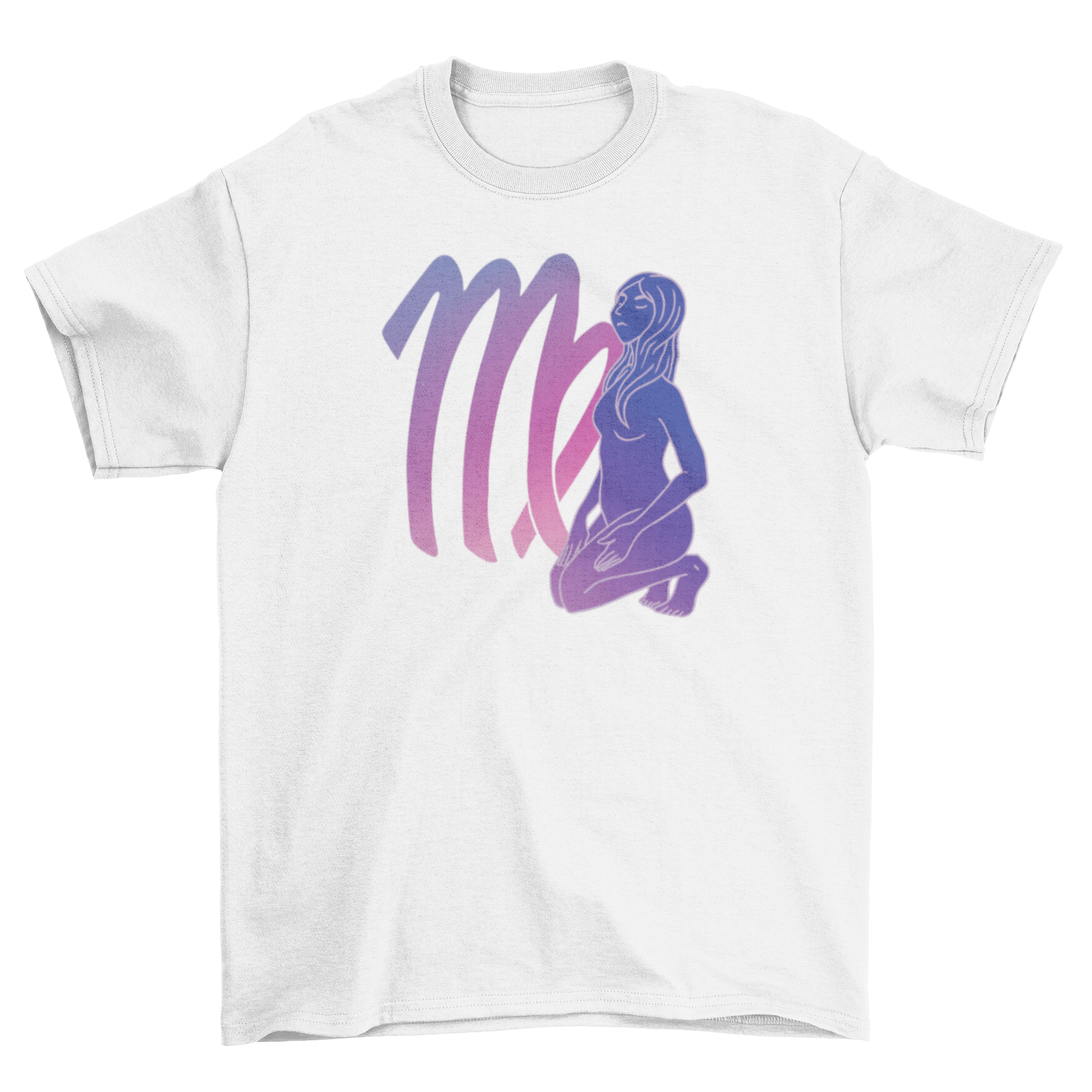 A stylish t-shirt featuring a woman design against the Virgo zodiac sign, perfect for astrology lovers.