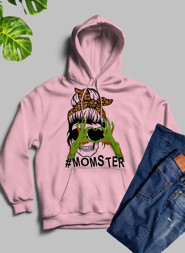 Zombie Mama Hoodie featuring a unique artistic design, cozy fleece lining, and adjustable hood for comfort.