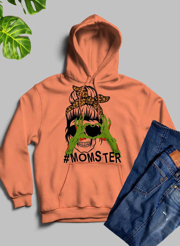 Zombie Mama Hoodie featuring a unique artistic design, cozy fleece lining, and adjustable hood for comfort.