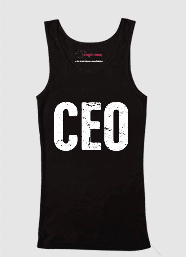 A stylish CEO Tank Top made from 100% cotton, available in various colors including black, white, and navy blue, showcasing a comfortable fit.