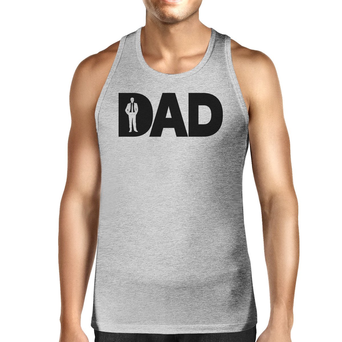 Men's grey sleeveless shirt with unique graphic design, made from 100% ring spun cotton, perfect for Father's Day gifts.