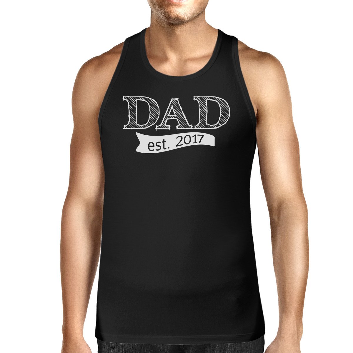 Main Dad Est 2017 Mens Black Unique Graphic Tank Top image