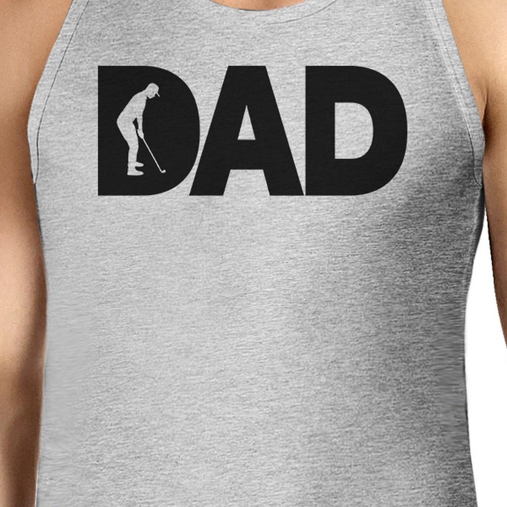 Dad Golf Mens Grey Sleeveless Tee featuring a humorous design, made from 100% ring spun cotton, perfect for Father's Day gifts.