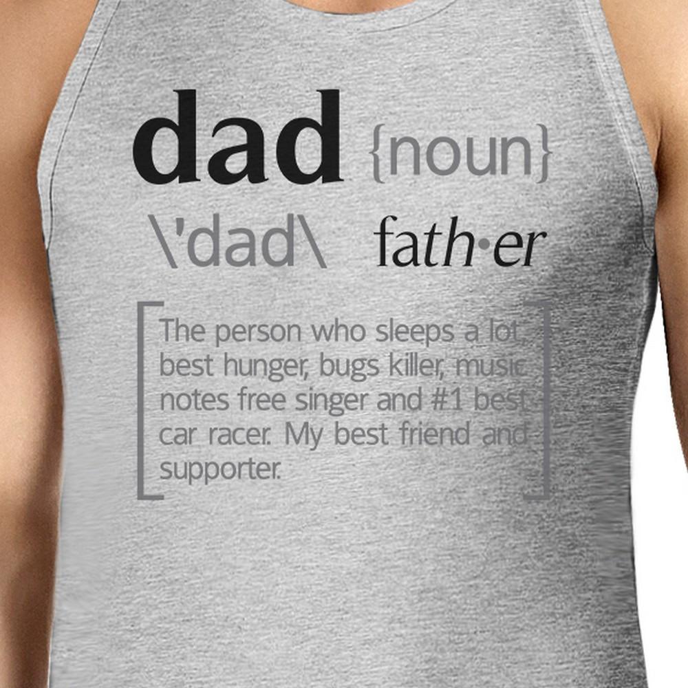 Men's grey cotton tank top with unique Dad Noun graphic design, perfect for Father's Day gifts.