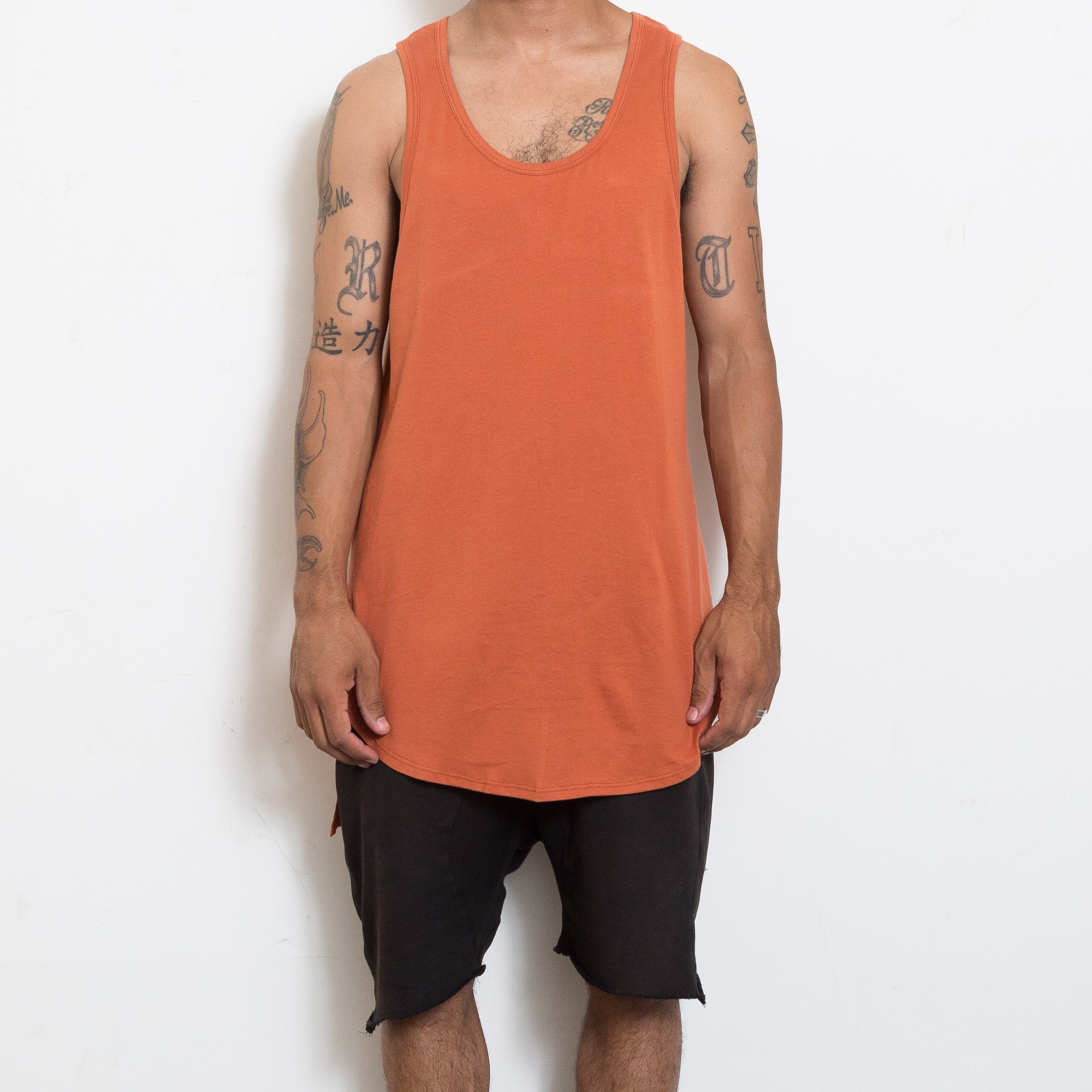 Scott Hi Low Tank featuring a trendy hi-lo design and muscle tank style, perfect for casual wear.