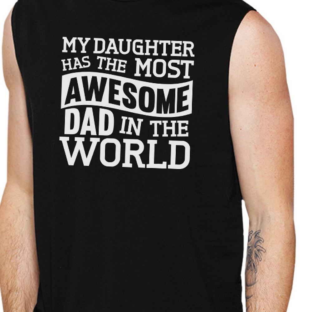 The Most Awesome Dad Men's Black Humorous Muscle tank top featuring a unique graphic design, made from 100% ring spun cotton.