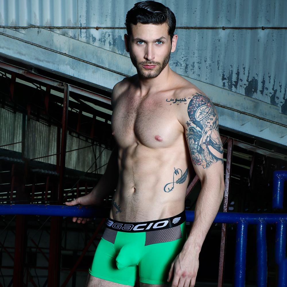 Agacio AGG029 Boxer Trunk featuring breathable mesh panels and a supportive fit, designed for comfort and style.