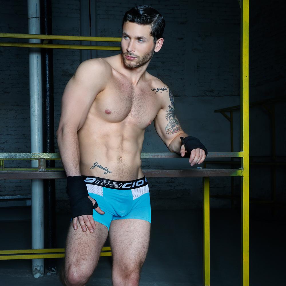 Agacio AGG029 Boxer Trunk featuring breathable mesh panels and a supportive fit, designed for comfort and style.