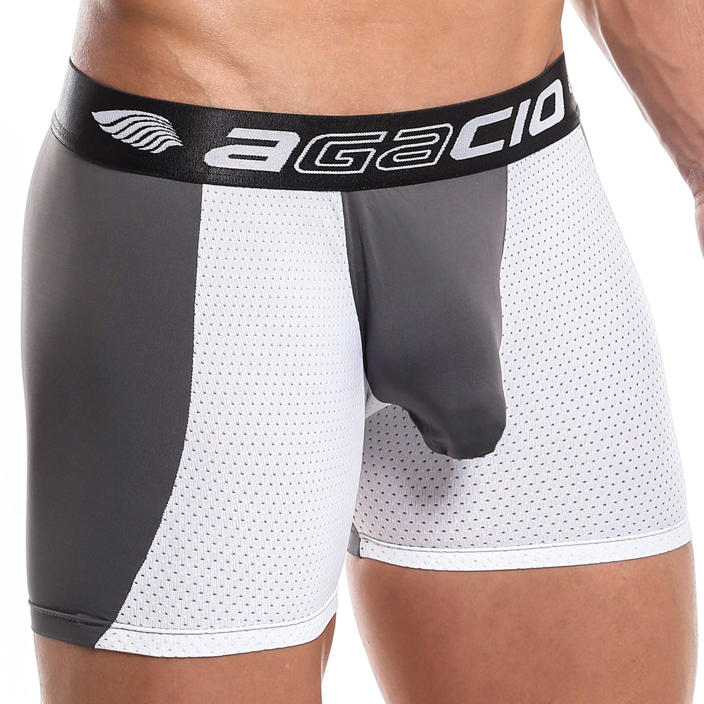 Agacio AGG039 Beat It Boxer Trunk showcasing stylish design, special pouch, and breathable mesh fabric.