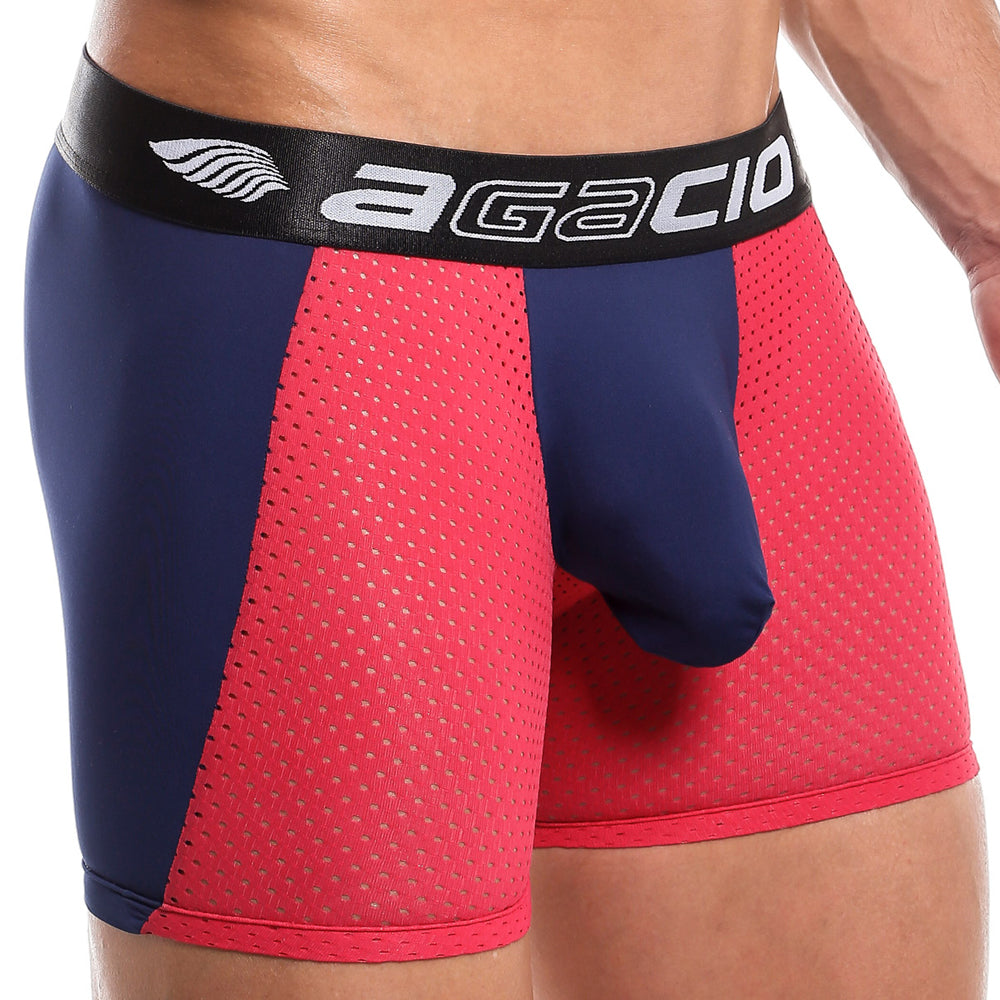 Agacio AGG039 Beat It Boxer Trunk showcasing stylish design, special pouch, and breathable mesh fabric.