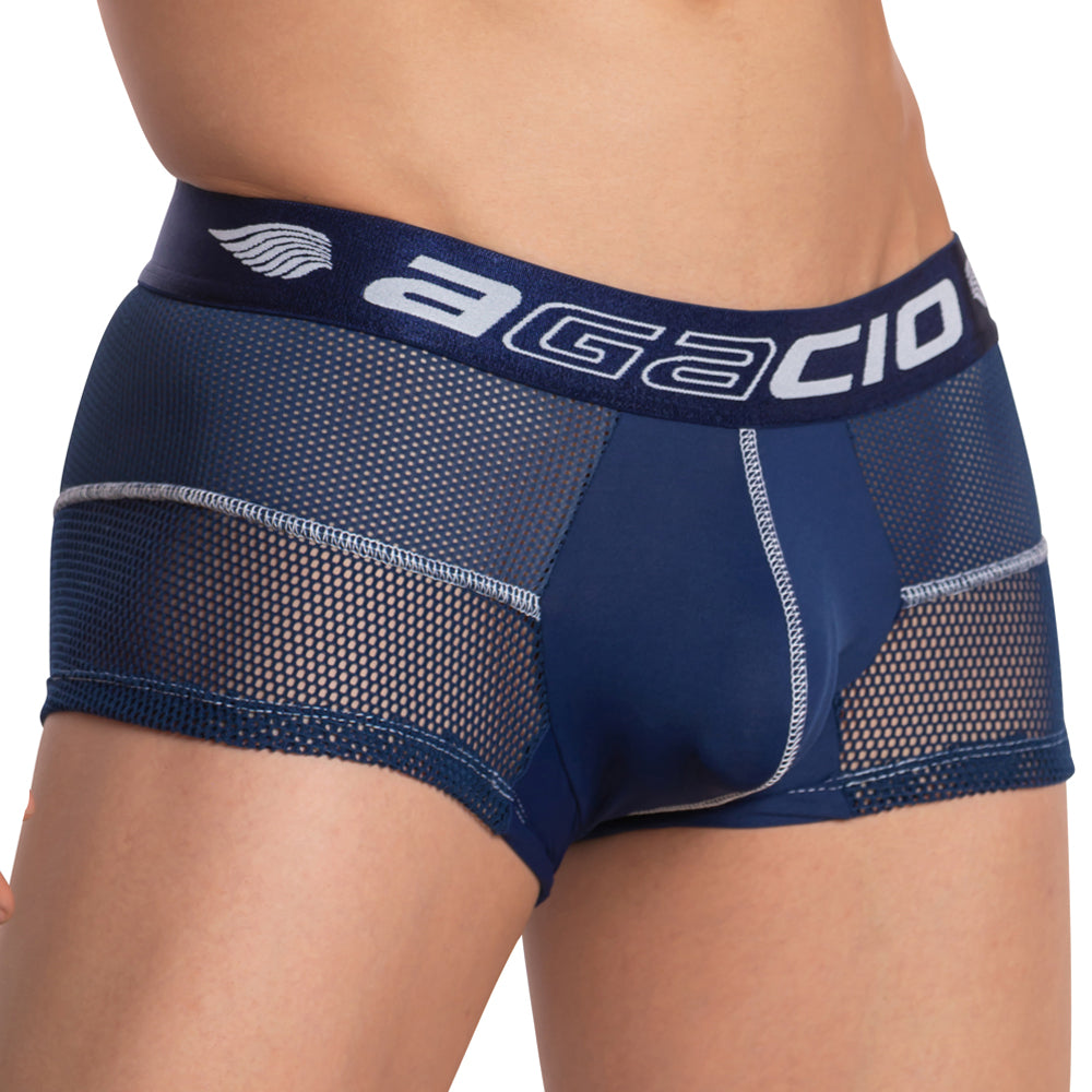 Agacio AGG058 The Goal Boxer 2 men's boxer shorts featuring breathable mesh and solid fabric design, perfect for comfort and support.