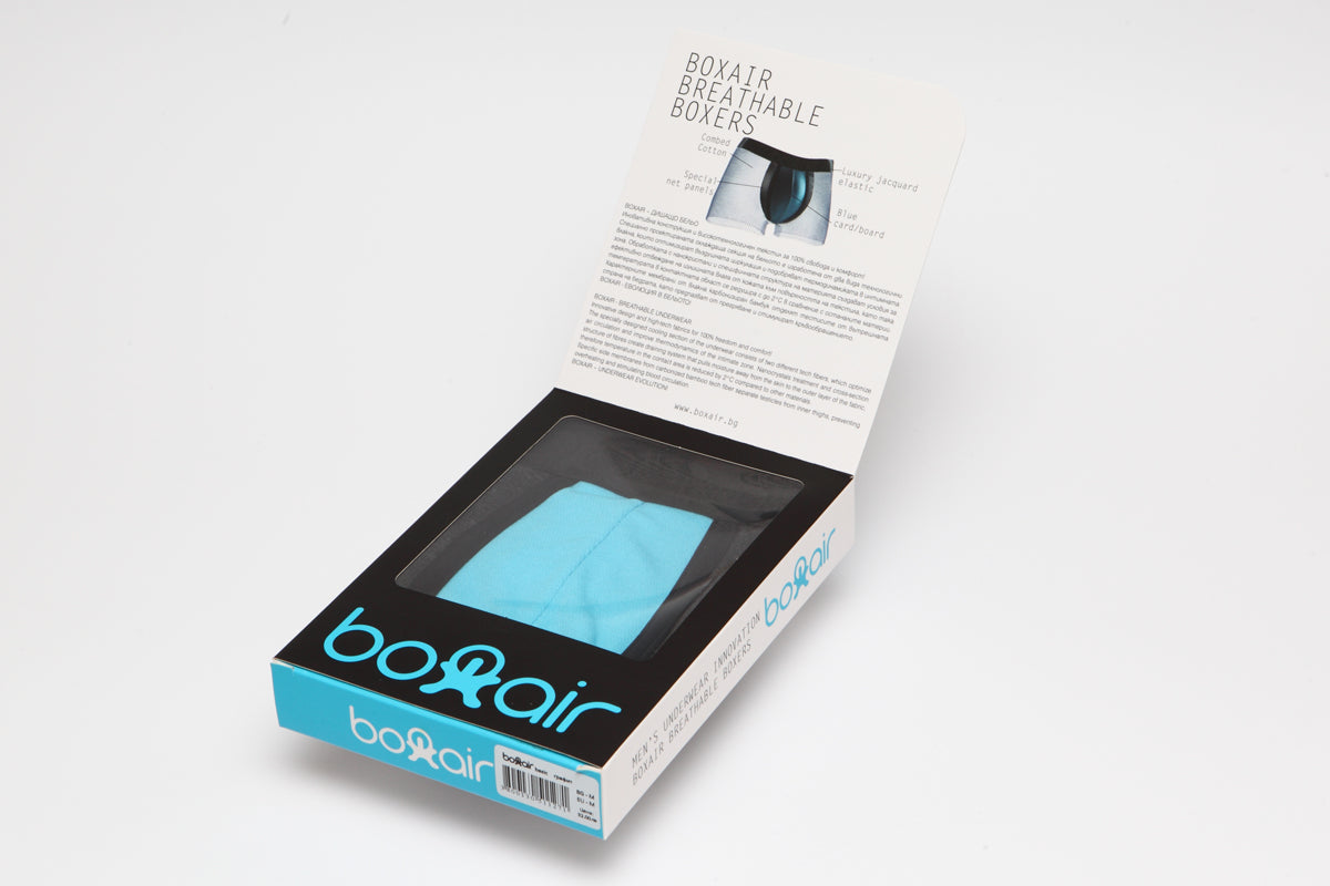 BoxAir Cooling Underwear in Black, featuring ergonomic design and advanced cooling technology for men's comfort and health.