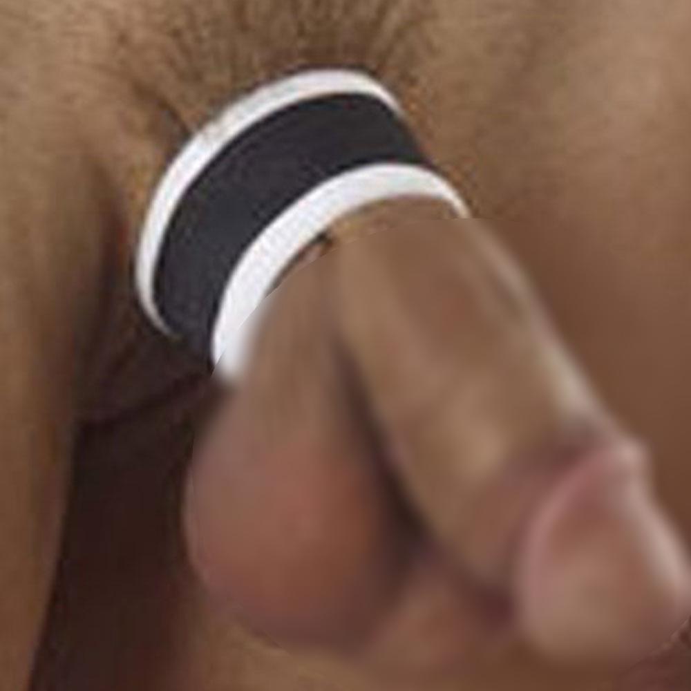 Good Devil cock ring featuring a dual-colored design with a soft fabric for comfort and enhanced visibility.