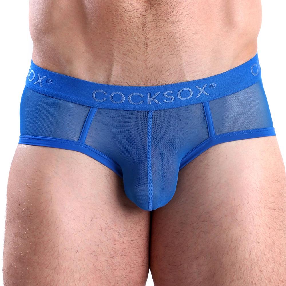 COCKSOX CX76ME Mesh Sports Brief showcasing sheer fabric and elastic waistband, designed for men's comfort and style.