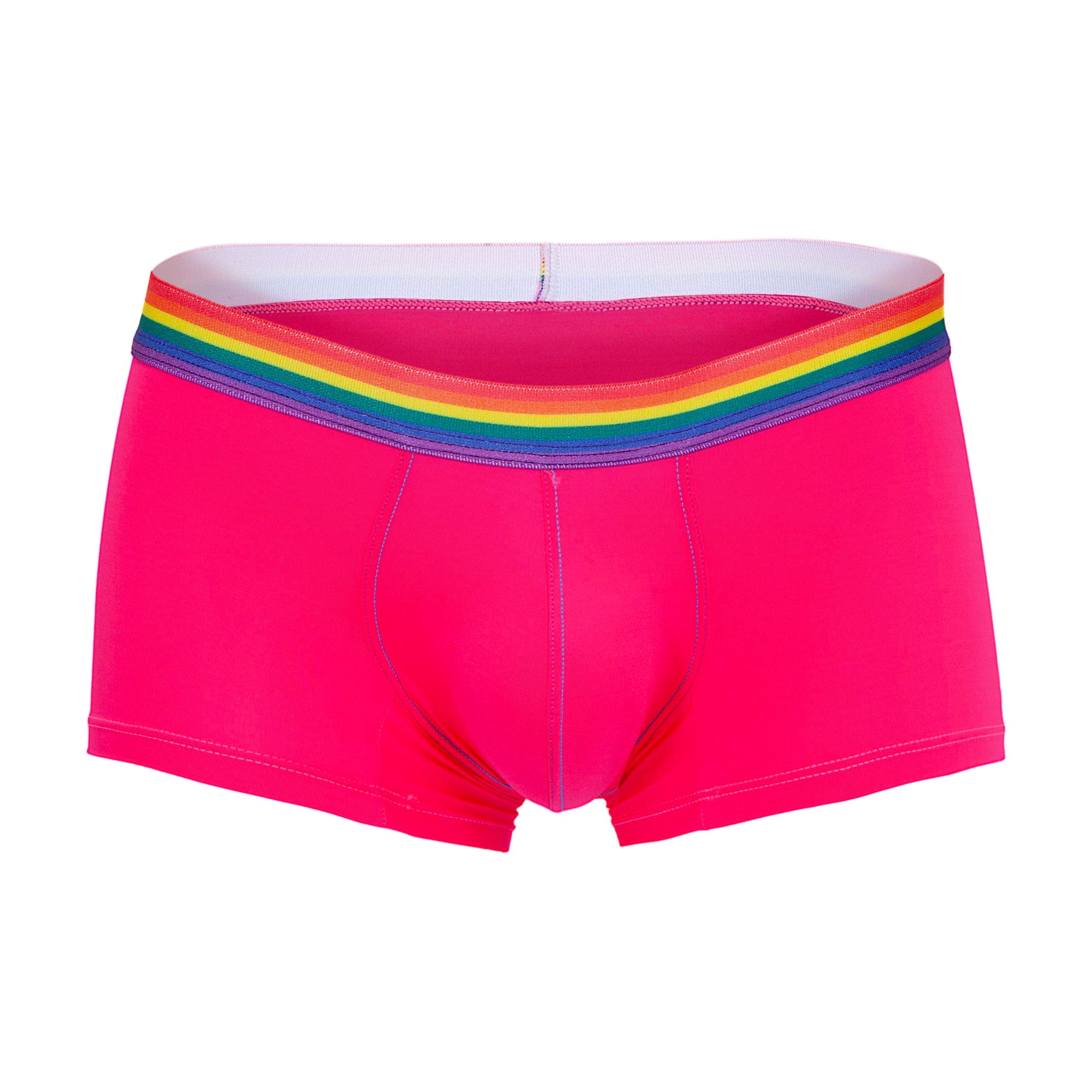 Daddy DDG011 Rainbow Strap Boxer Trunk featuring a vibrant rainbow strap and soft fabric blend of polyamide and spandex.