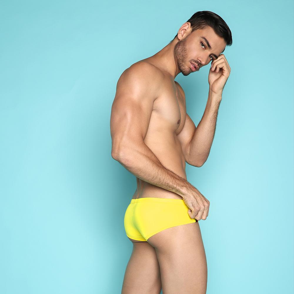 Daniel Alexander DA516 Union Boxer Trunk in yellow with colorful stripes, showcasing a stylish design and comfortable fit.