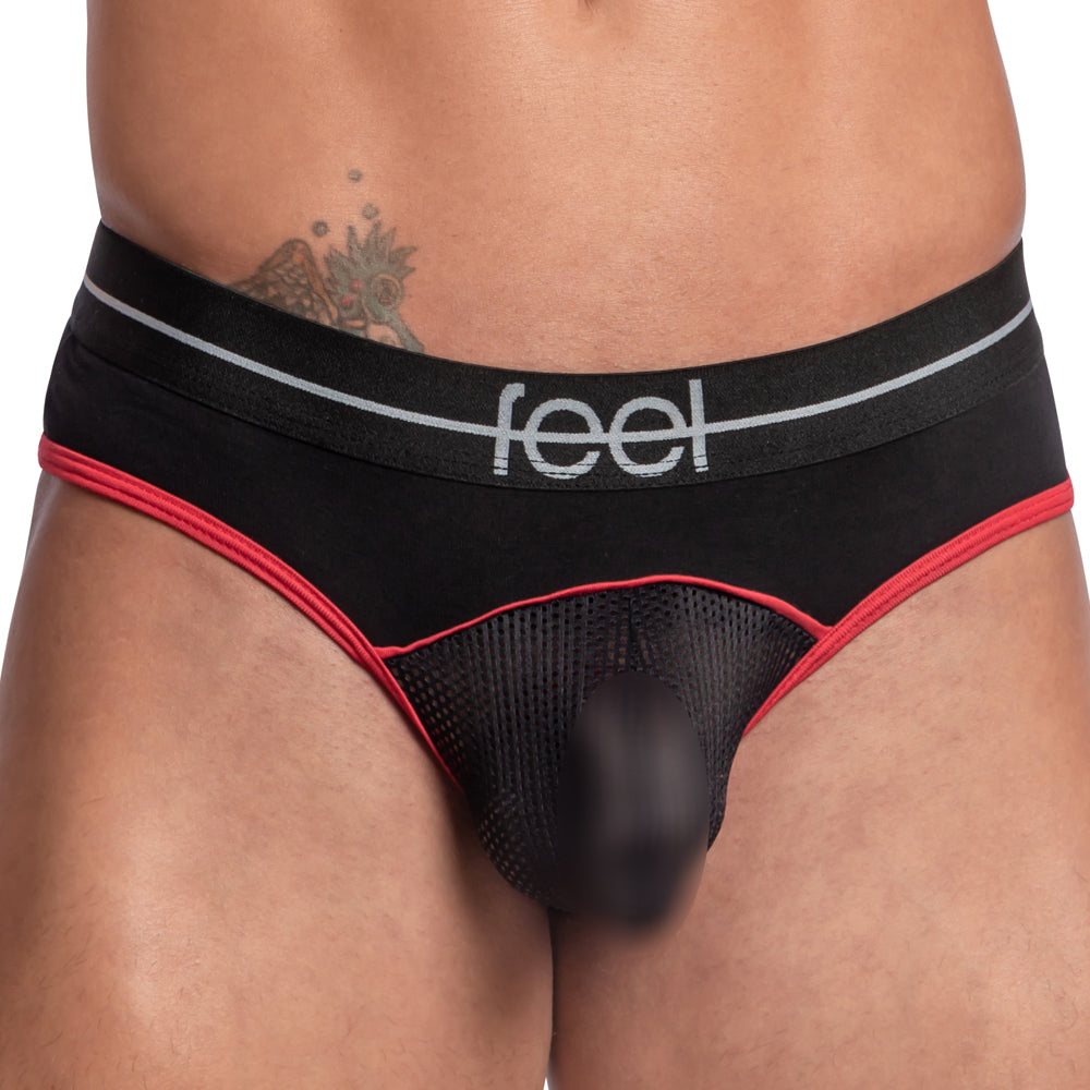 Feel FEK029 V-Shaped Mesh Thong showcasing its elegant design and soft mesh fabric.