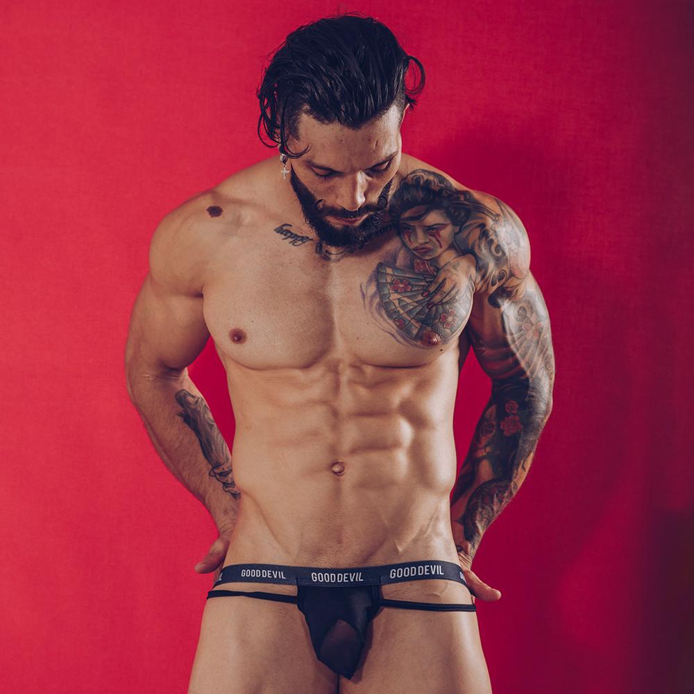 Good Devil GDL028 Web G-String featuring a comfy pouch and attractive web design at the rear, perfect for enhancing male sensuality.