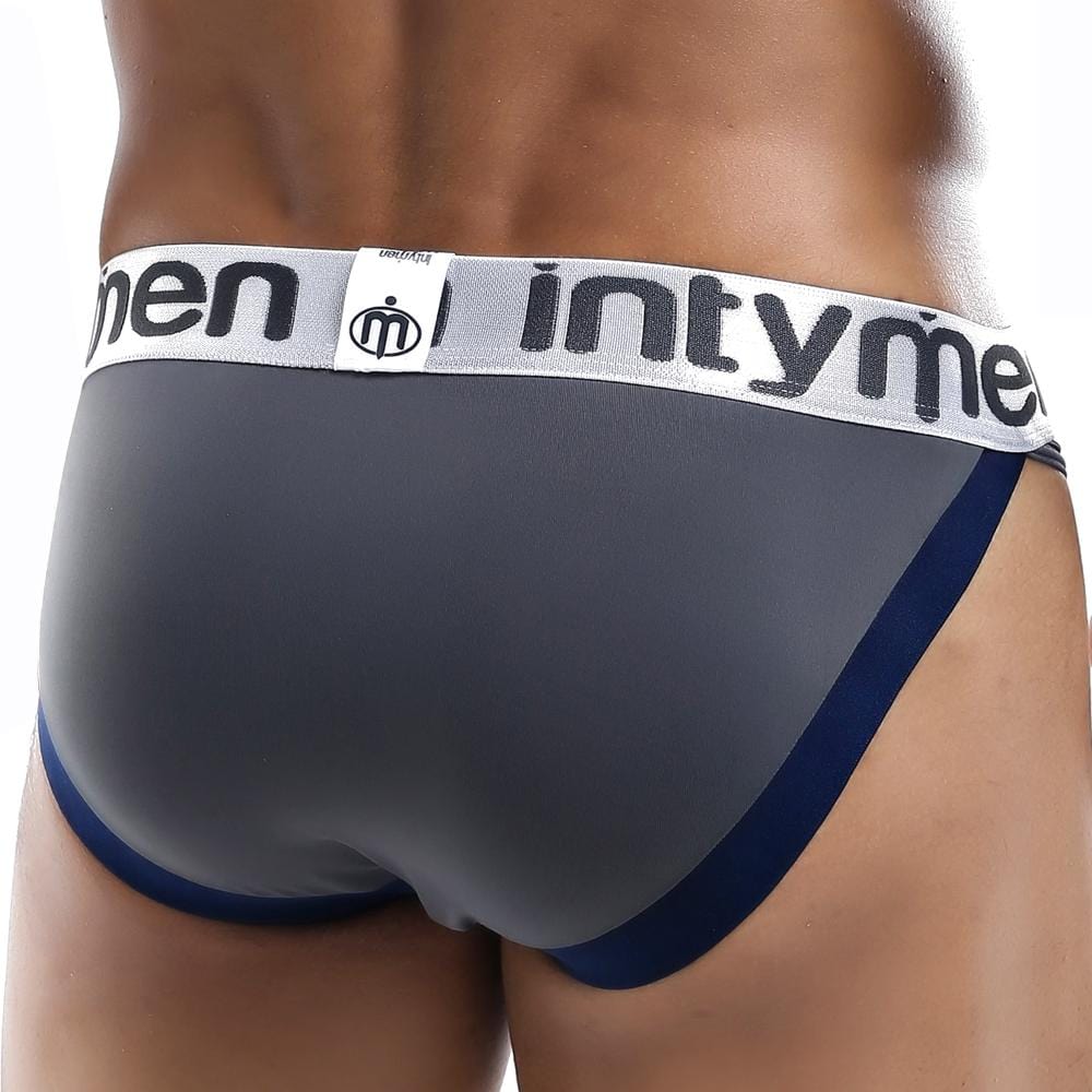 Intymen INI007 Peace Bikini in black, showcasing its lightweight design and broad waistband, perfect for men's comfort and style.