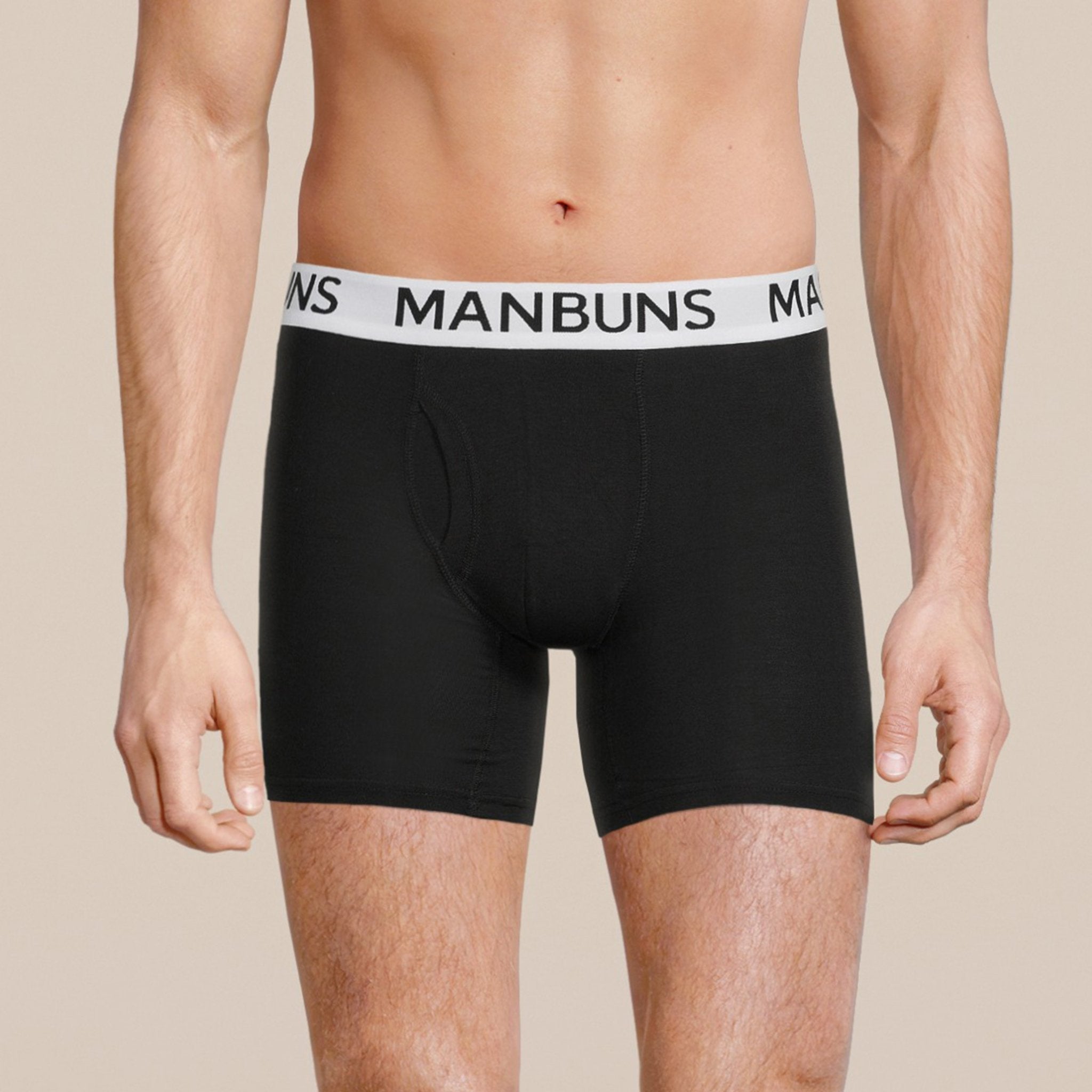 Men's Classic Black Boxer Brief Underwear featuring a supportive pouch, made from breathable microfiber for comfort and moisture-wicking technology.