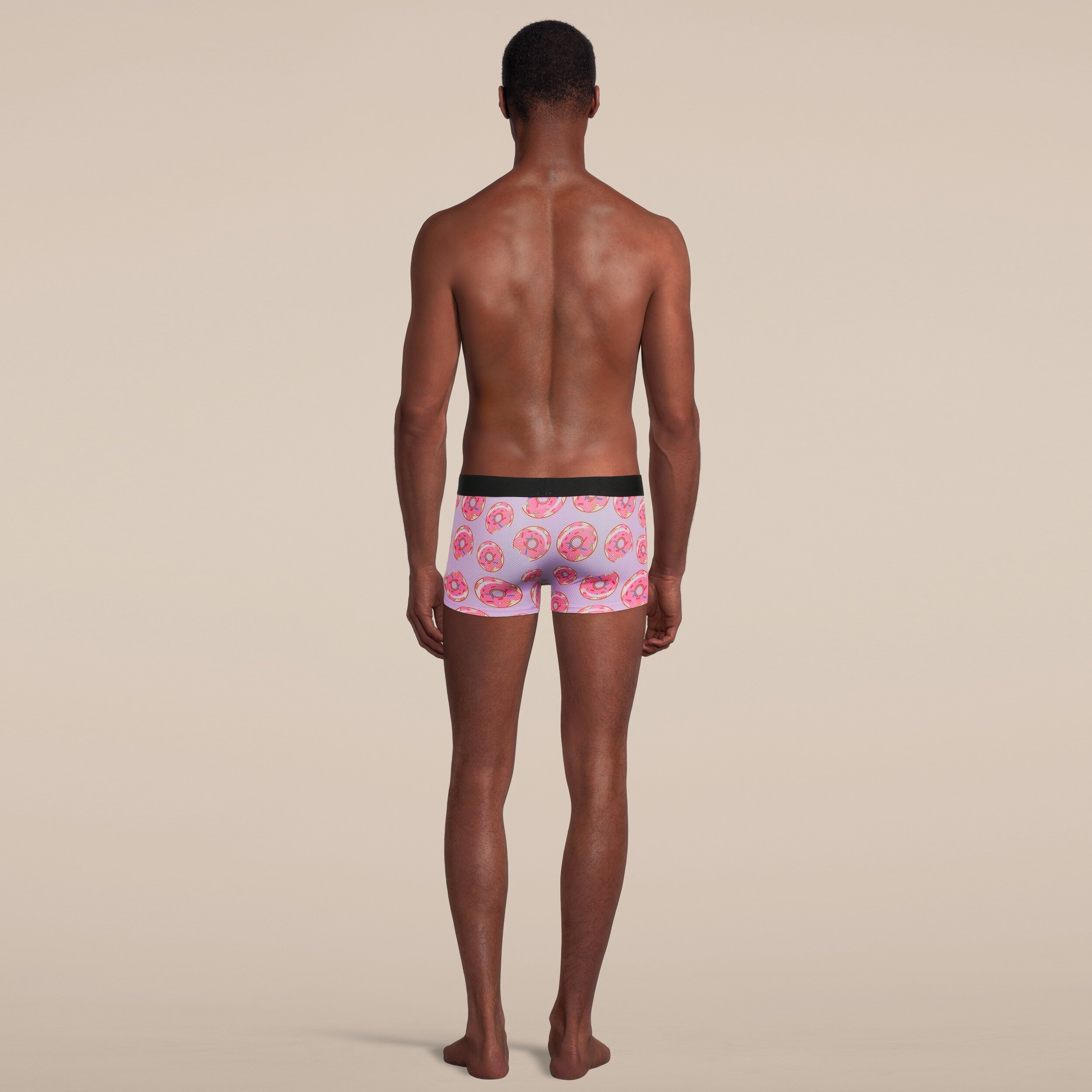 Men's Donut Boxer Trunk Underwear featuring a playful donut design, made from breathable mesh material for comfort and style.