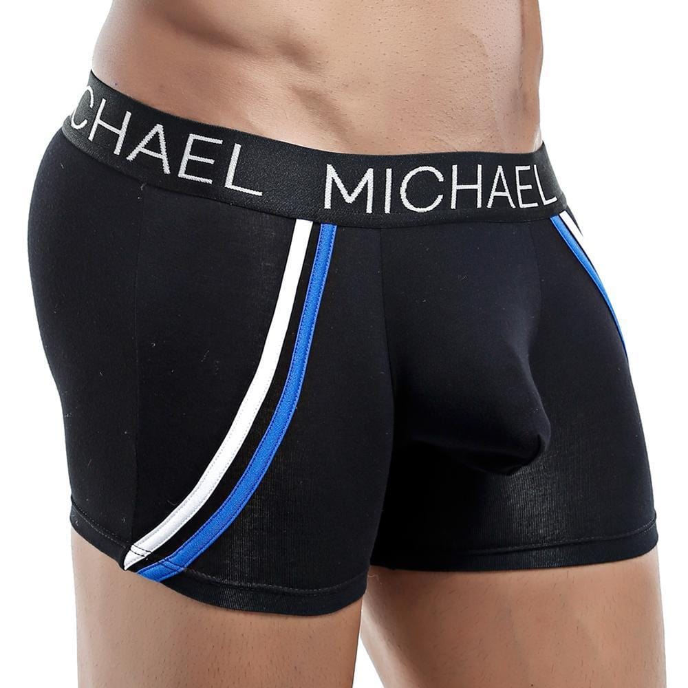 Michael MLG007 Boxer Trunk featuring a spacious front pouch and form-fitting design, made from soft Viscose and Spandex blend.