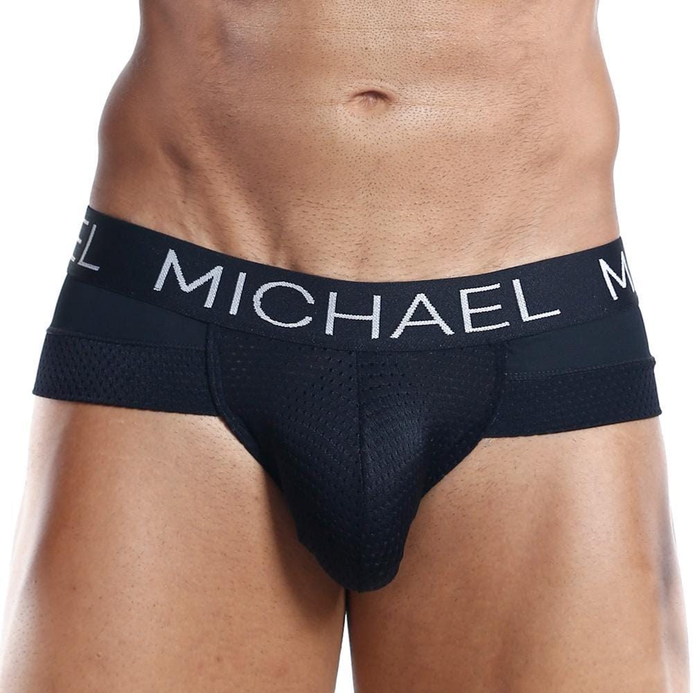 Michael MLH009 Brief featuring breathable mesh fabric and supportive pouch design, ideal for comfort and style.