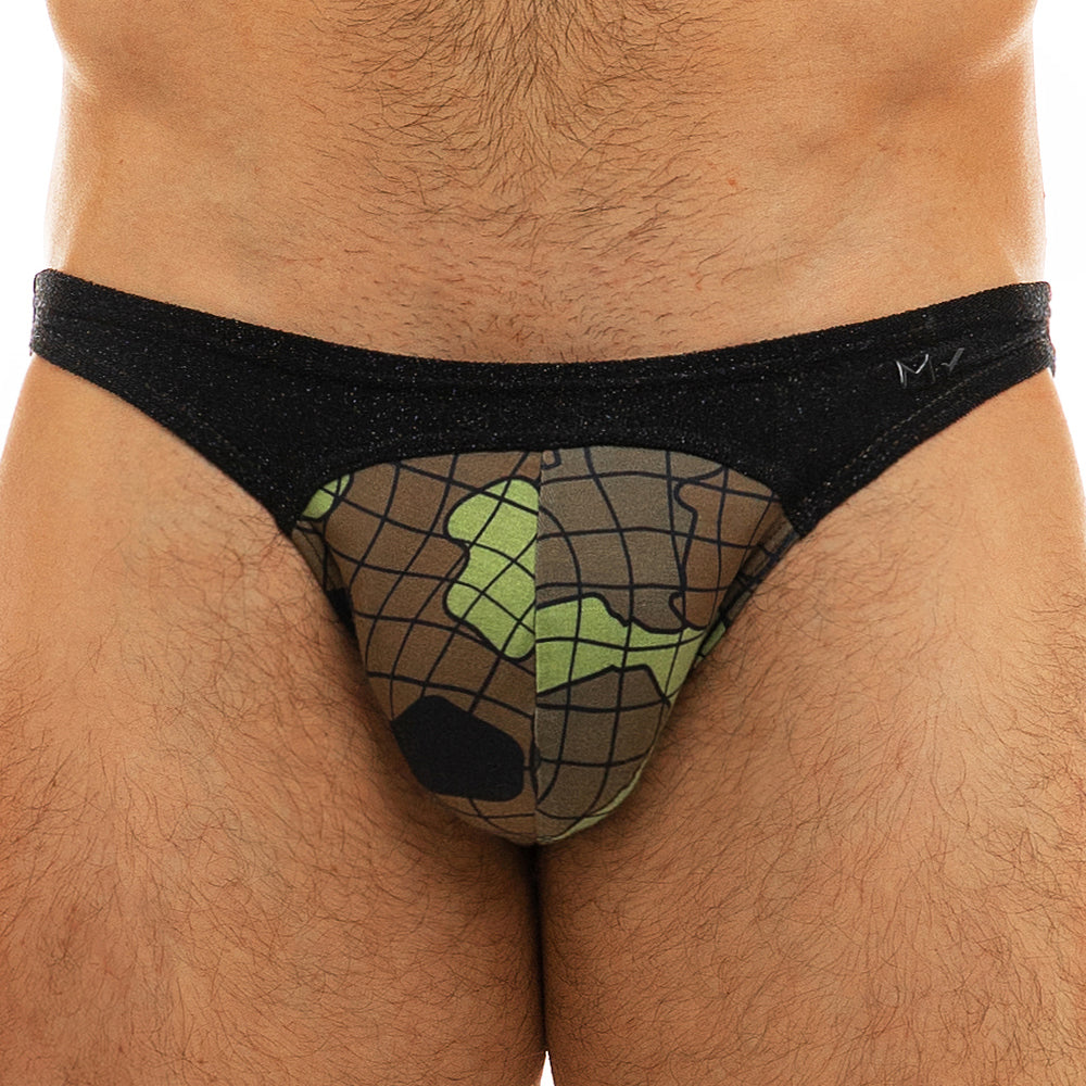 Modus Vivendi 11013 Trapped Camo Low Cut Brief showcasing stylish camo pattern and comfortable fit.