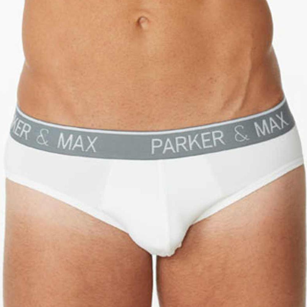 Parker & Max PMFP-B1 Micro Luxe Brief in black with contoured pouch and elastic waistband, showcasing luxury and comfort.