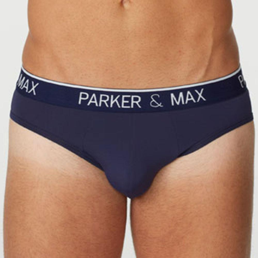 Parker & Max PMFP-B1 Micro Luxe Brief in black with contoured pouch and elastic waistband, showcasing luxury and comfort.