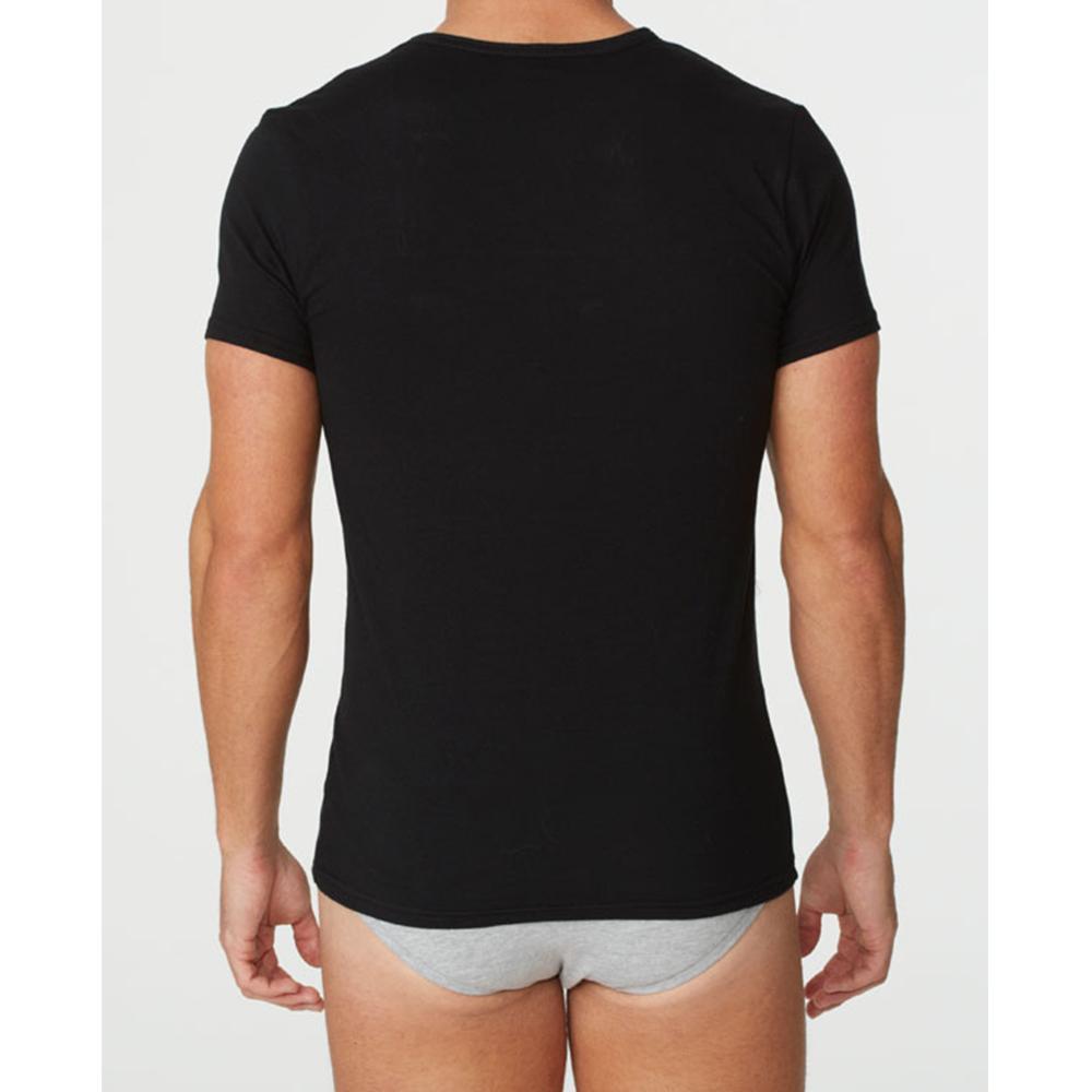 Parker & Max Classic Cotton Stretch V-Neck T-Shirt in black, showcasing its soft fabric and regular V-neckline design.