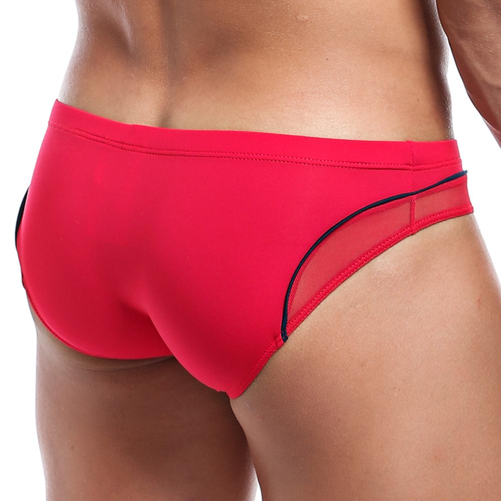 Pistol Pete PPJ014 Line Bikini in red and black, showcasing the stylish design and elastic waistband.