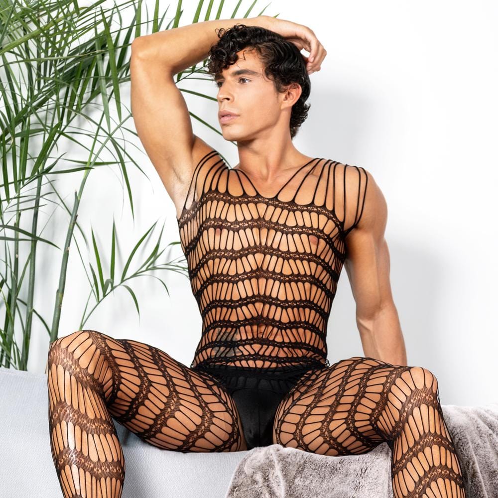 Secret Male SMC001 Bodystocking showcasing a stylish net and lace design, perfect for men looking for sensual and comfortable lingerie.