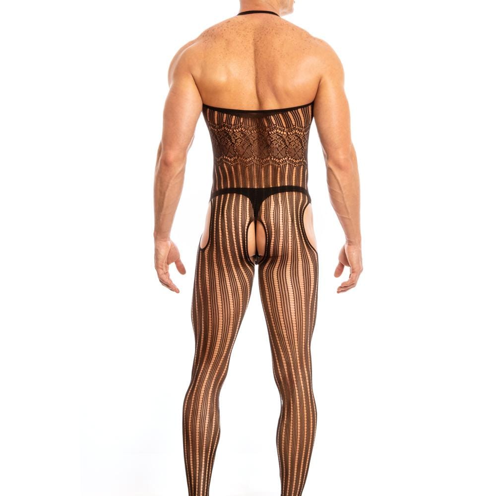 Secret Male SMC002 Bodystocking in black, showcasing its stylish design and net fabric.