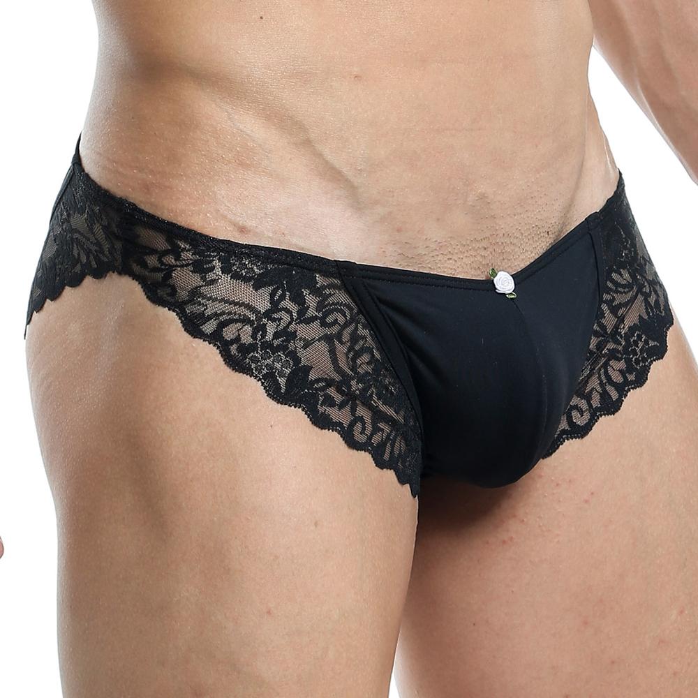 Secret Male SMI023 Bikini featuring sheer material and lace sides for a stylish look.