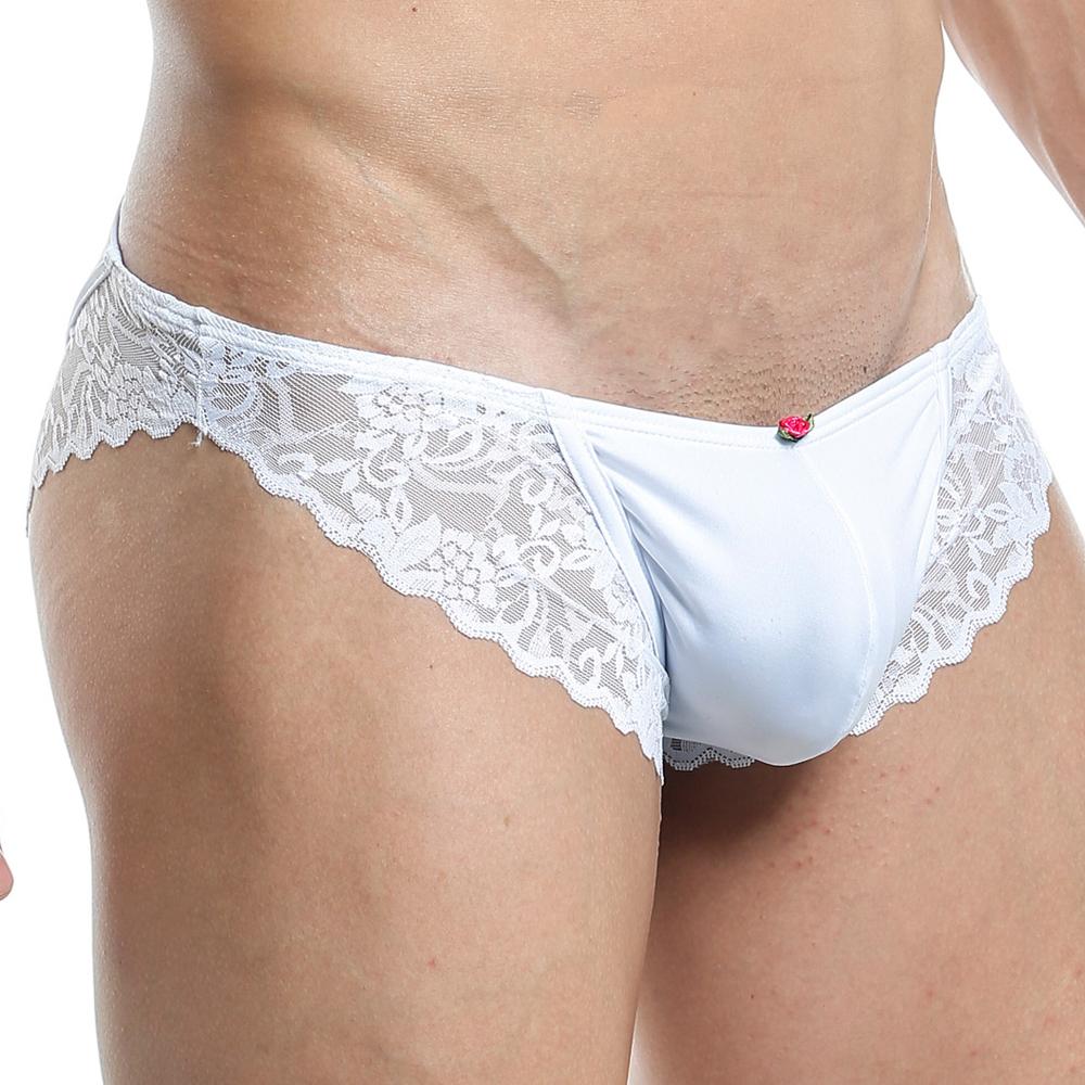 Secret Male SMI023 Bikini featuring sheer material and lace sides for a stylish look.