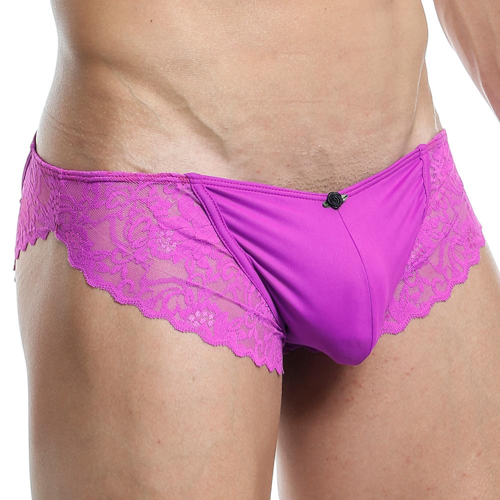 Secret Male SMI023 Bikini featuring sheer material and lace sides for a stylish look.