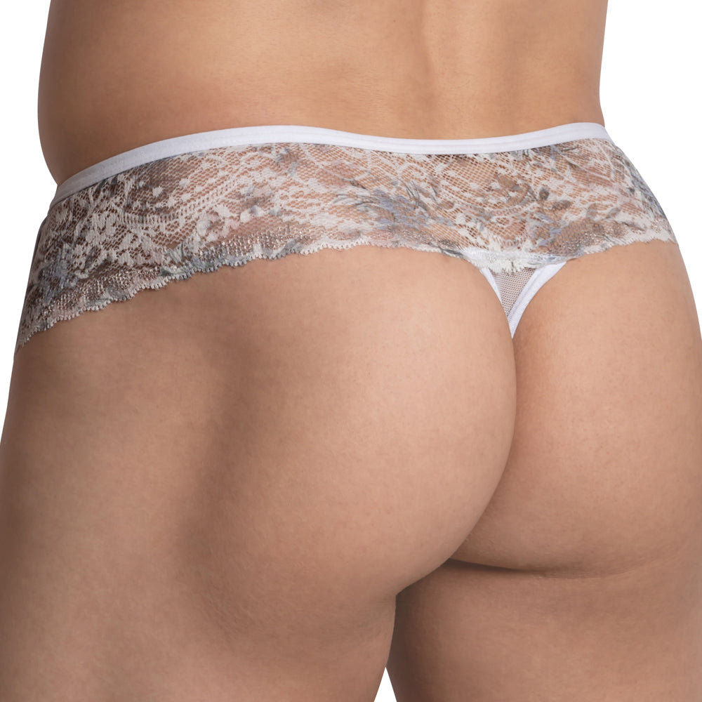 Secret Male SMK019 See-Through Thong showcasing mesh fabric and floral design, ideal for enhancing male allure.