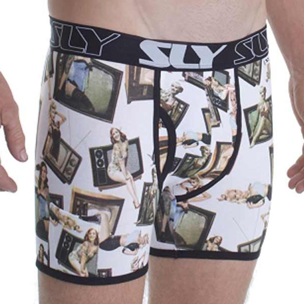 SLY Pinups Work Boxer Brief featuring a funky pin-up print and comfortable low rise design, ideal for everyday wear.