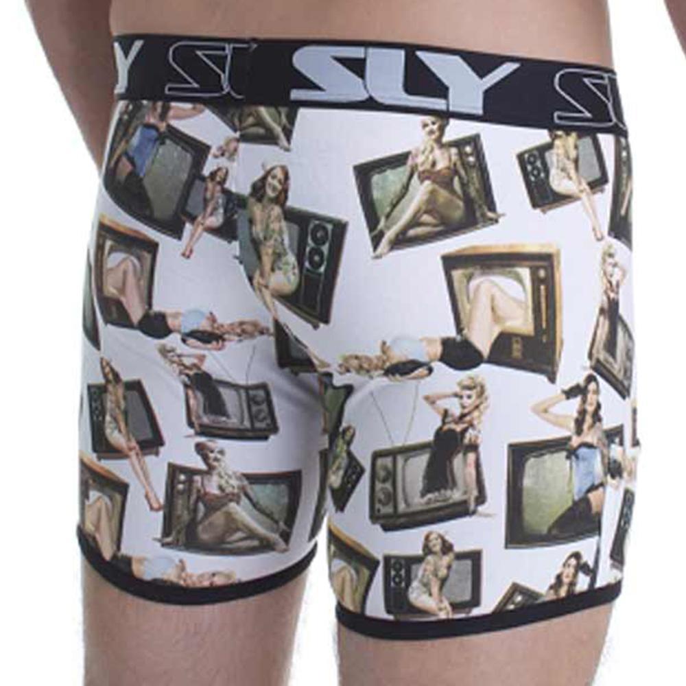 SLY Pinups Work Boxer Brief featuring a funky pin-up print and comfortable low rise design, ideal for everyday wear.