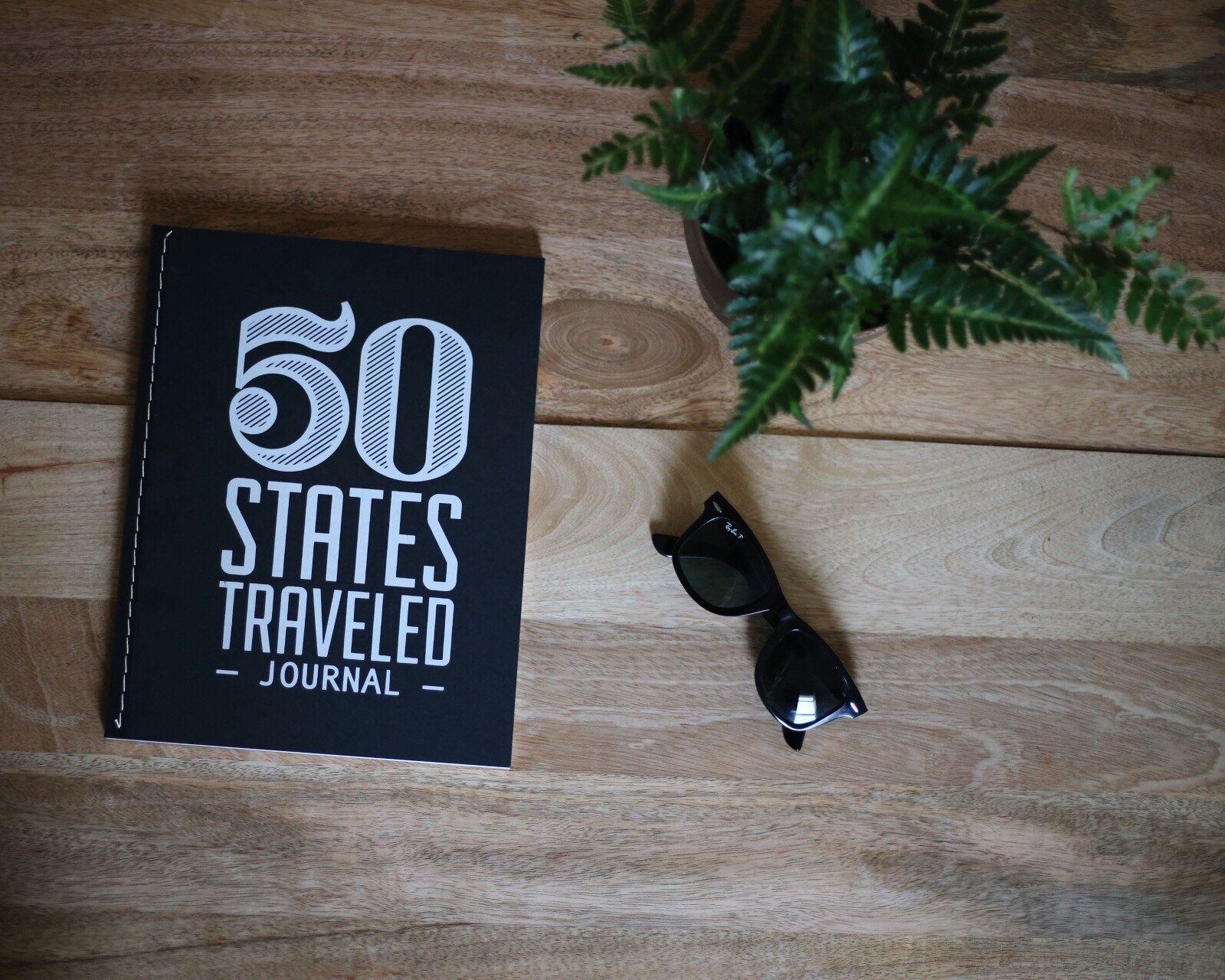 Handmade 50 States Traveled journal with protective packaging, designed for documenting travel memories across all 50 states.