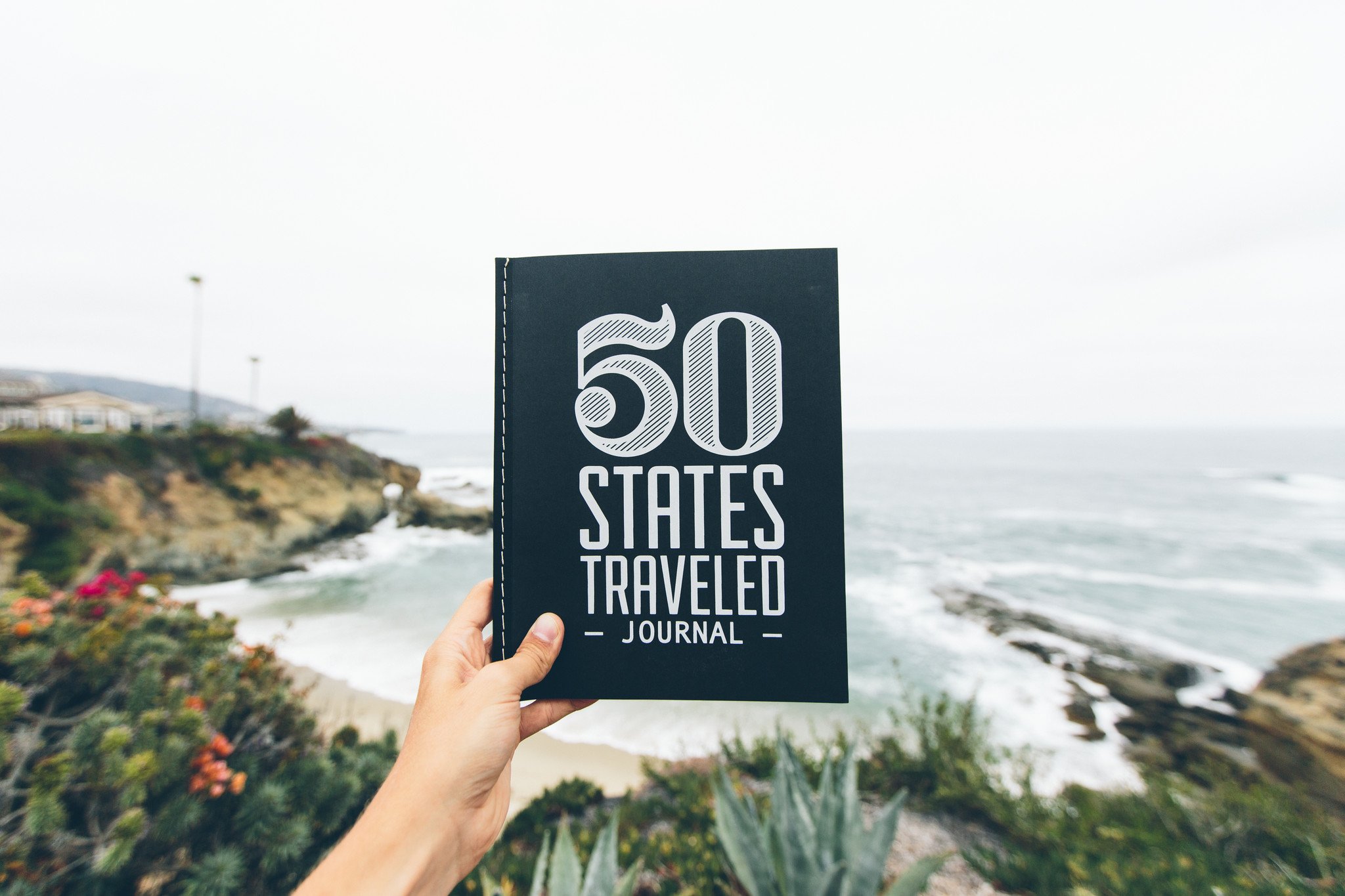 Handmade 50 States Traveled journal with protective packaging, designed for documenting travel memories across all 50 states.