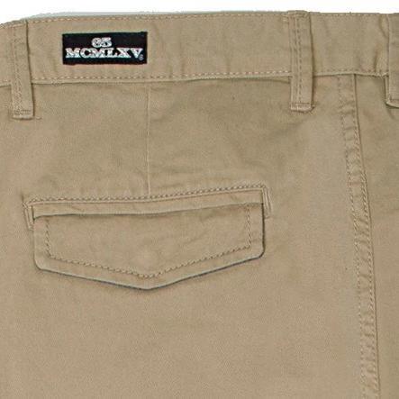 Technical drawing of the 65 MCMLXV Men's Khaki Chino Pant showcasing design details and features.