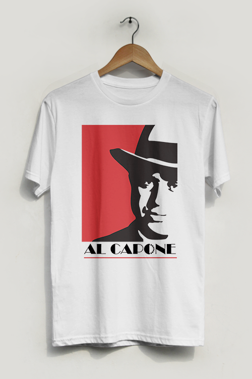 White t-shirt with Al Capone.