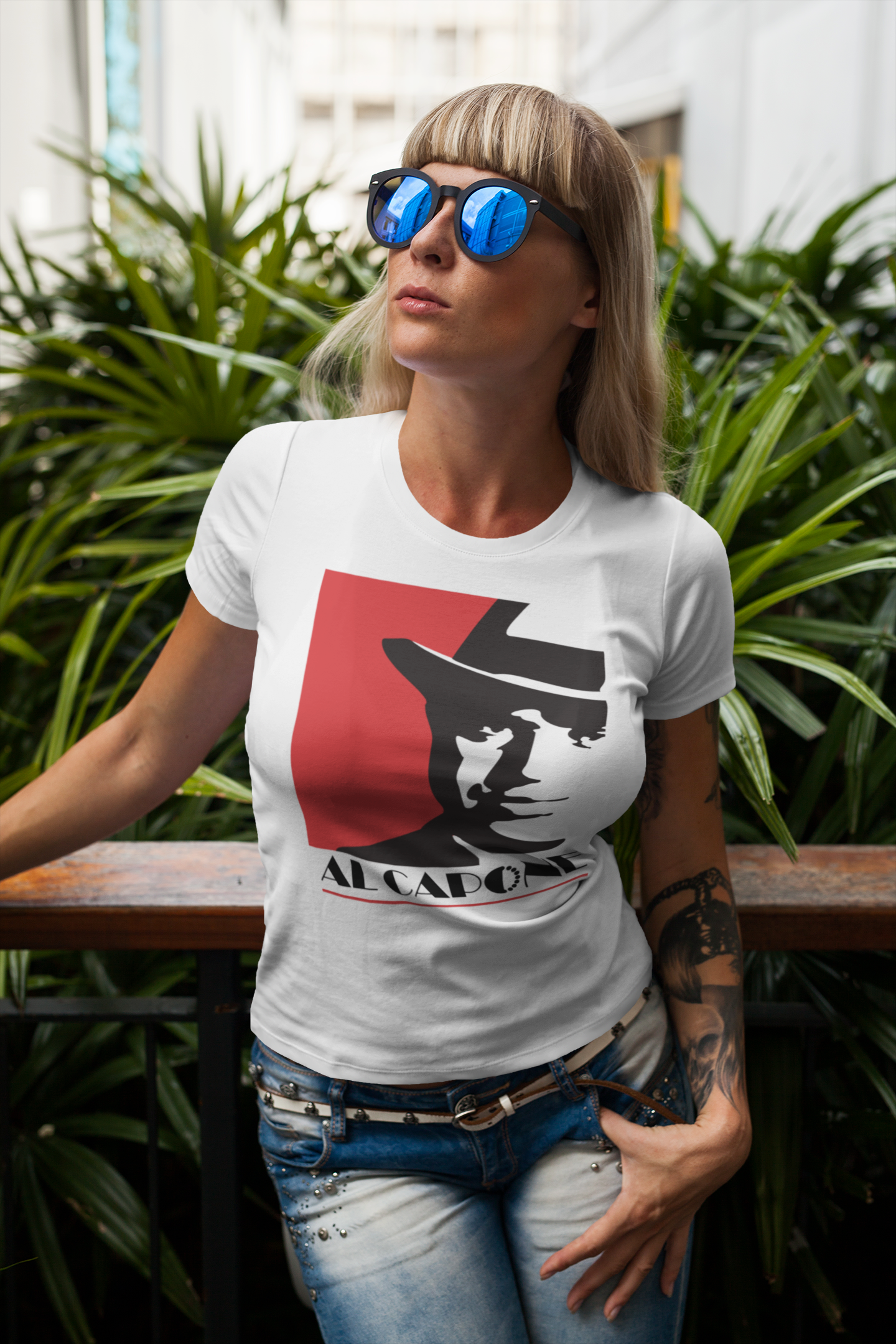 Woman wearing Al Capone t-shirt